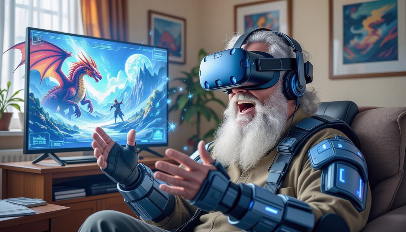 Elderly Man's VR Fantasy in Studio Trigger Style