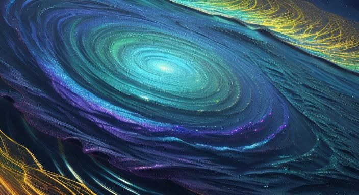 Iridescent Water Wave with Luminous Auras