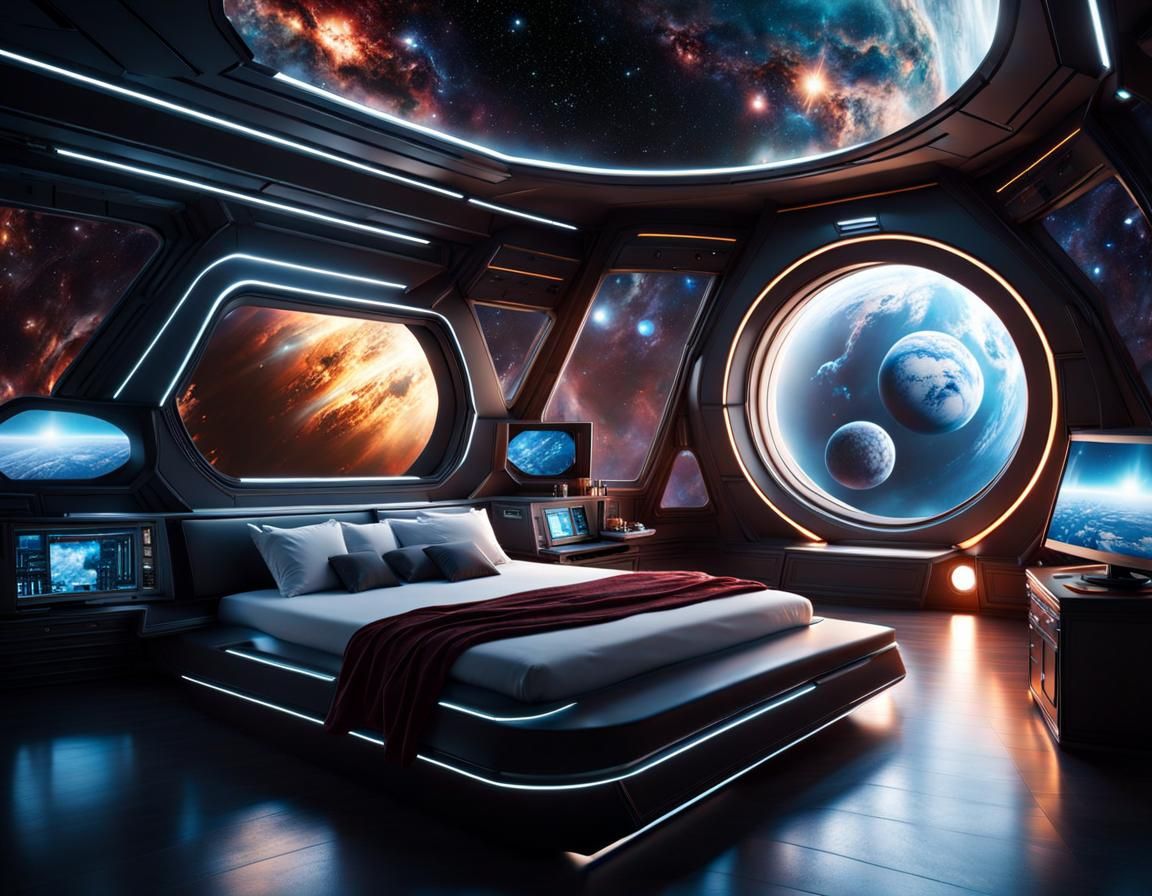 Luxurious Sci-Fi Spaceship Living Quarters