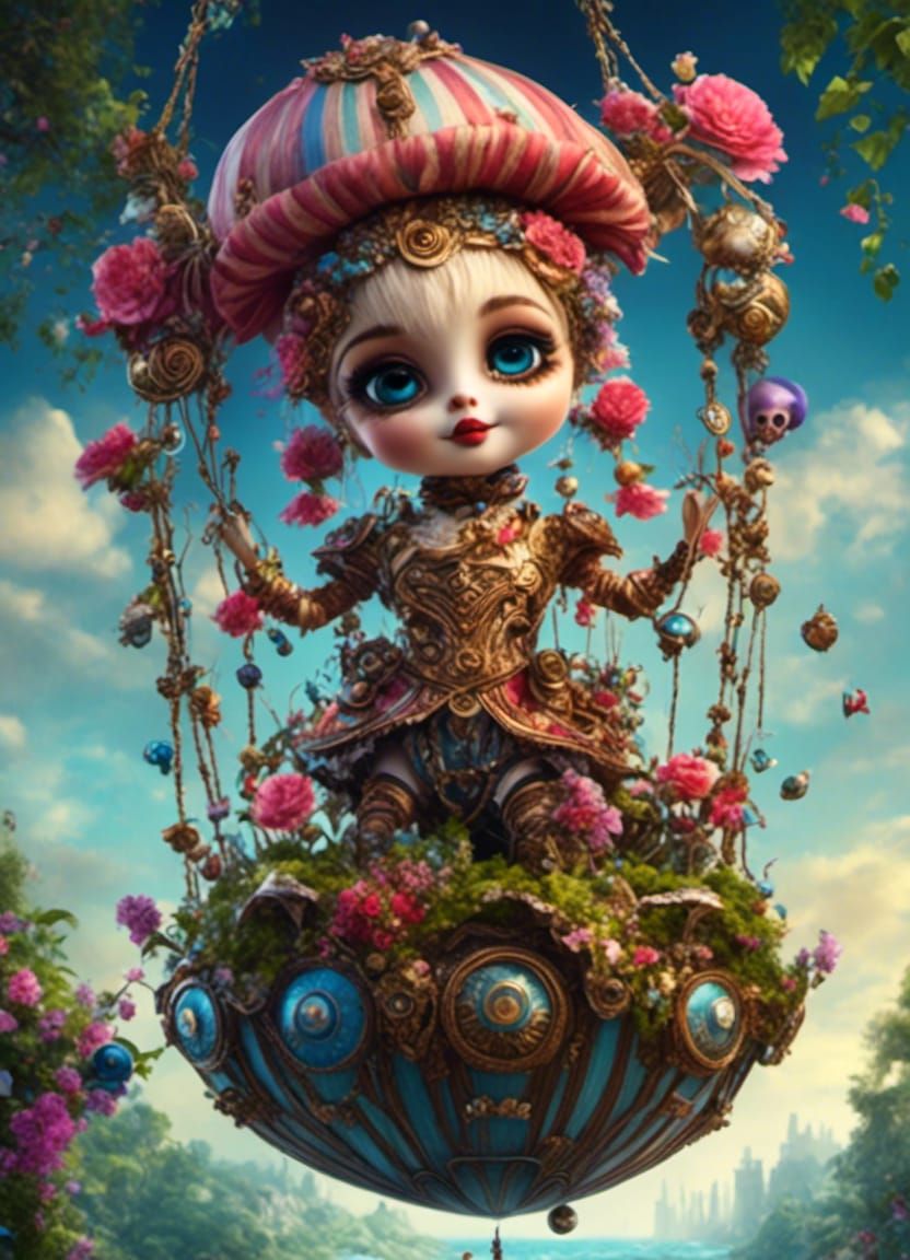 Detailed Marionette Doll on a Swing