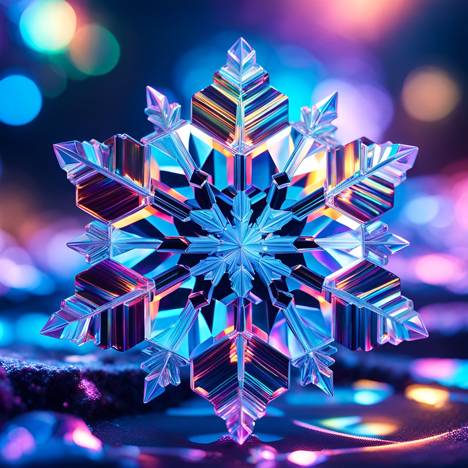 Hyperrealistic 3D Holographic Snowflake Crystal