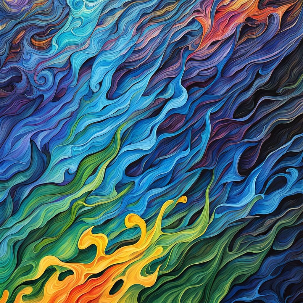 Abstract Rainbow Flames with Complementary Colors