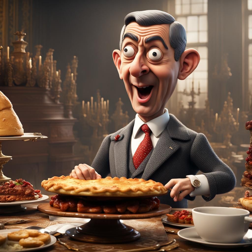 Mr. Bean Bobblehead's Pie Attack on Queen Elizabeth