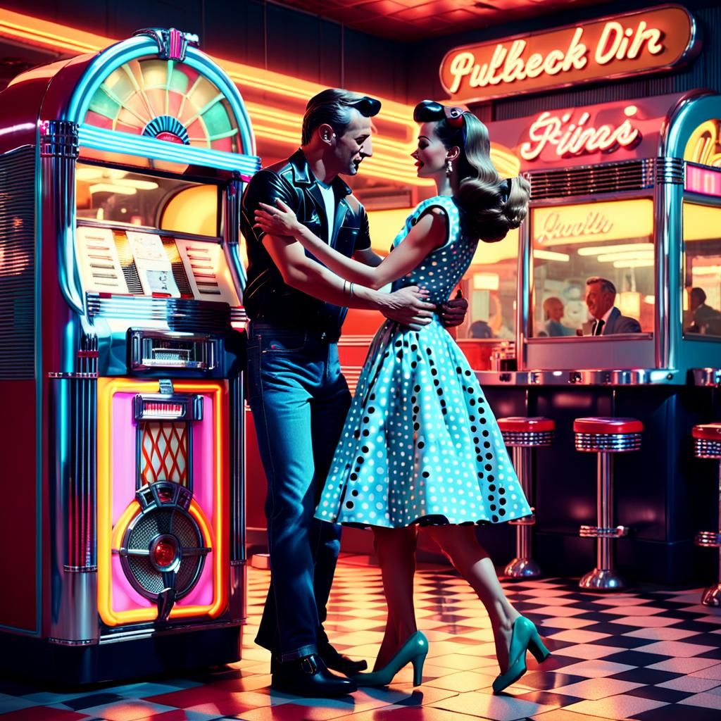 Retro Diner Dance in Pop Art Style