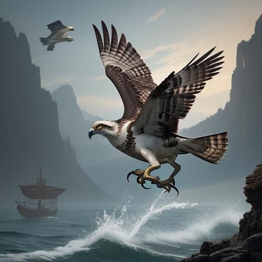 Osprey Hunting: Detailed Matte Painting in 8K