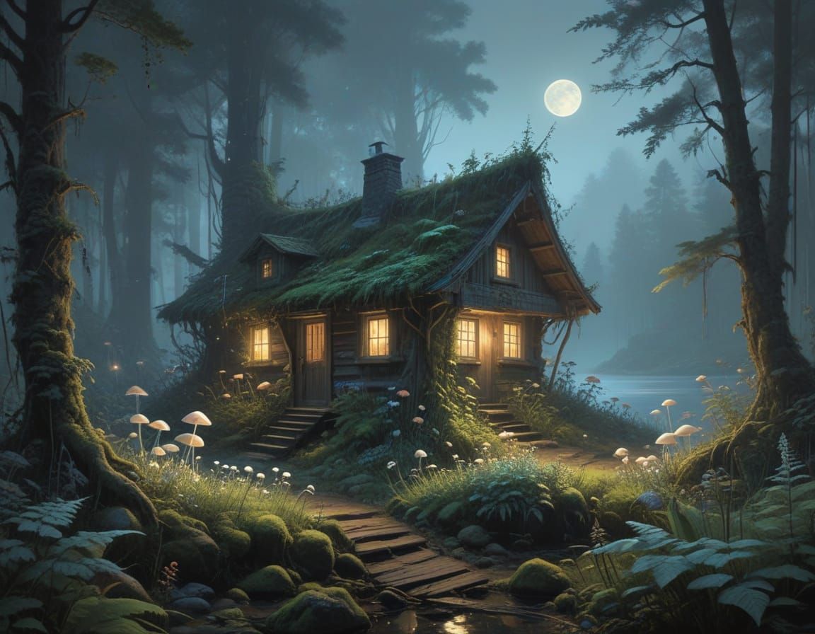 Ethereal Forest Glows with Bioluminescent Plants Under Full ...