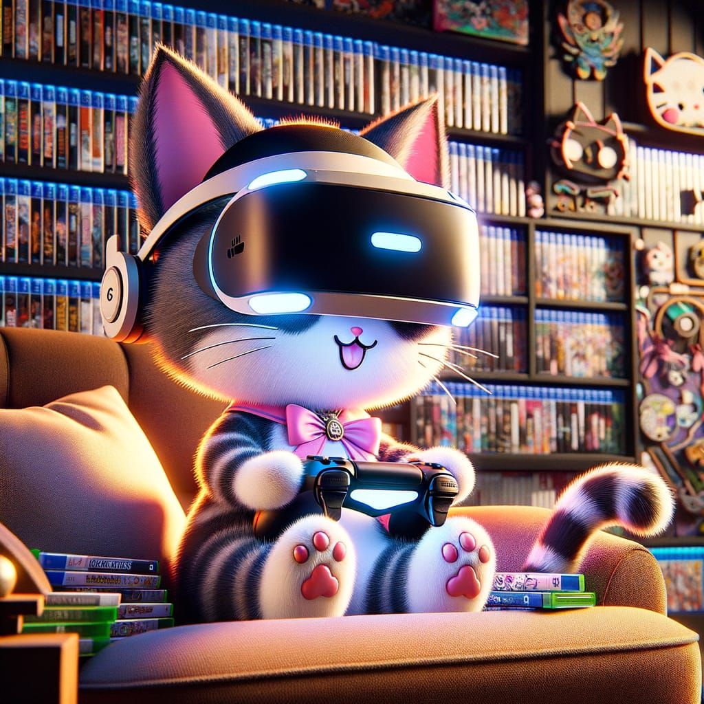 A cute chibi cat is playing video games #3