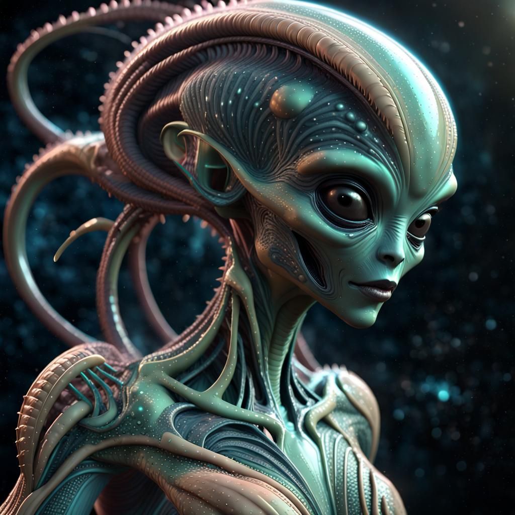 Exotic Alien Woman in Detailed Graffiti Art Style