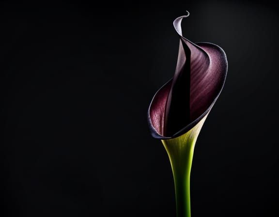 black calla lily on black background