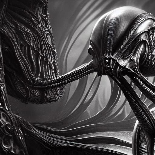 Alien Insect: Dark Monochrome Giger-esque Creature