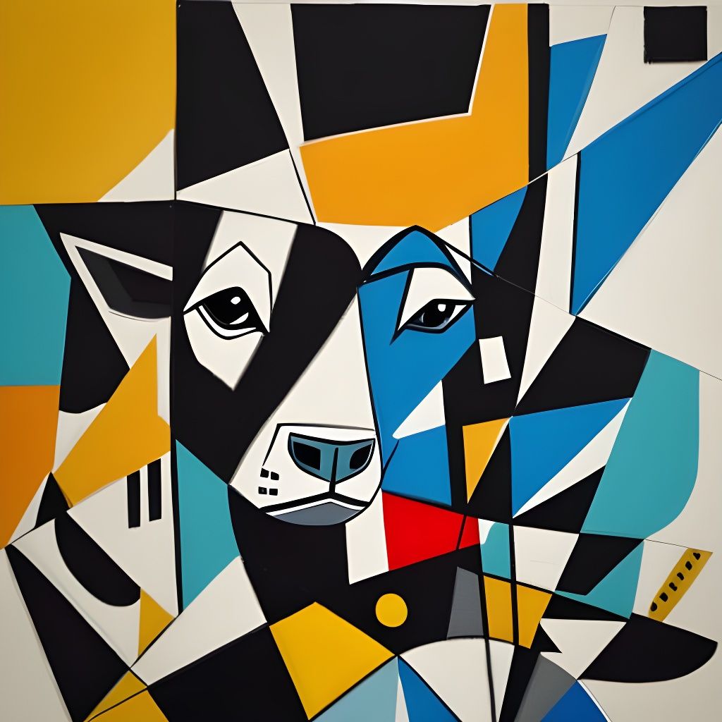 Cows in Field as Cubist Painting