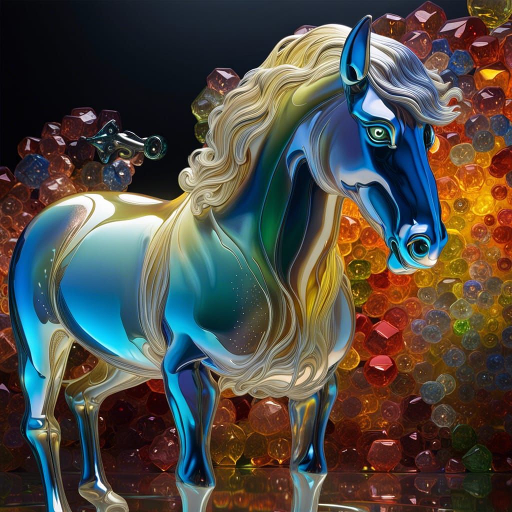 Semitransparent Glass Centaur: Hyperrealistic Splash Art