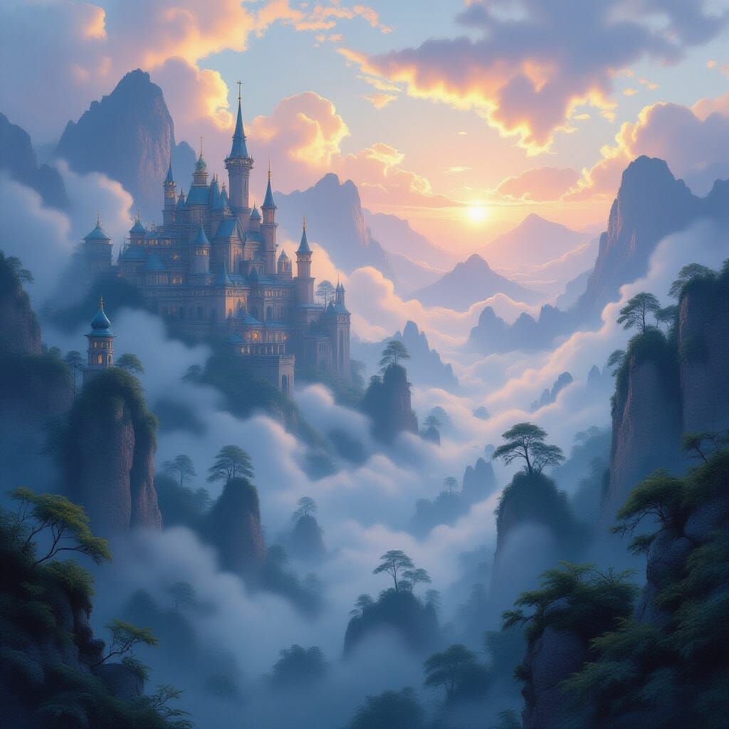 Ethereal Fantasy Realm in Dreamy Surreal Style