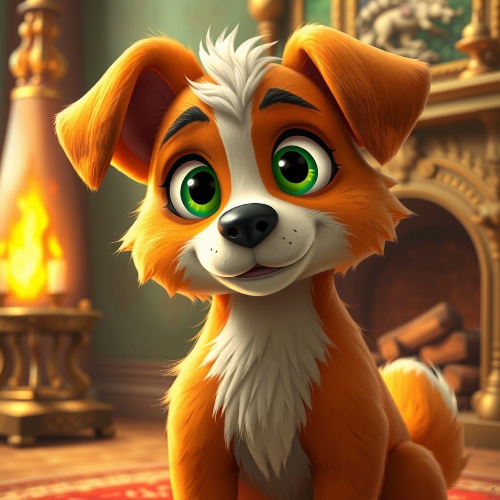 Dog Portrait in Palace: 3D Animation Board Game Art
