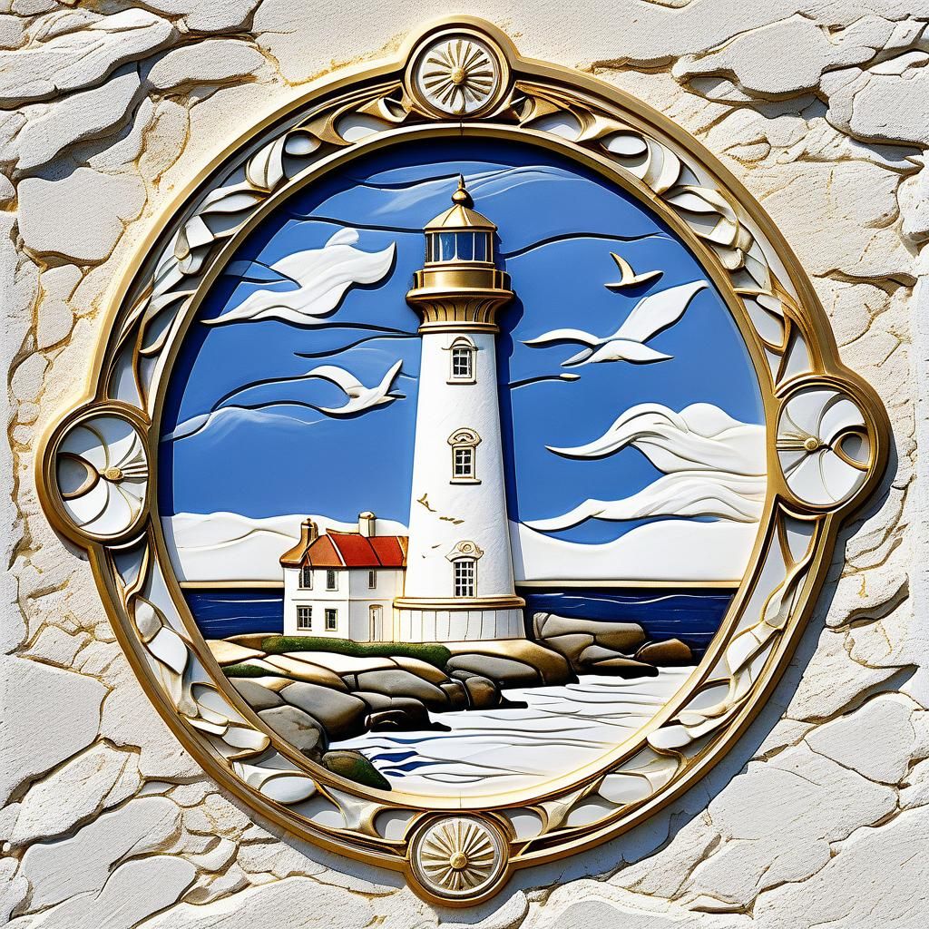 Art Nouveau Lighthouse with Gold Trim