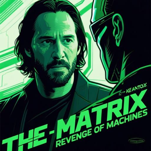 Neo vs Agent Smith Matrix Poster in Retro Airbrush Style