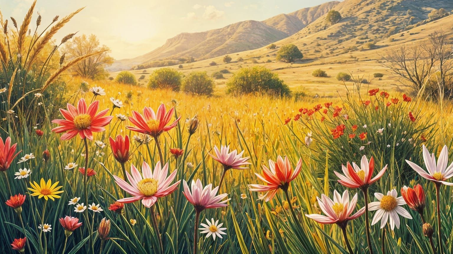 Vibrant South African Spring Meadow Landscape