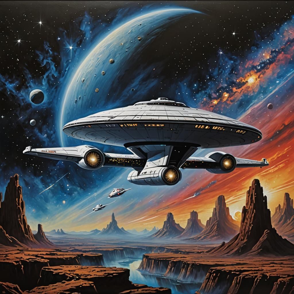 Enterprise-D Galaxy Class Acrylic Painting