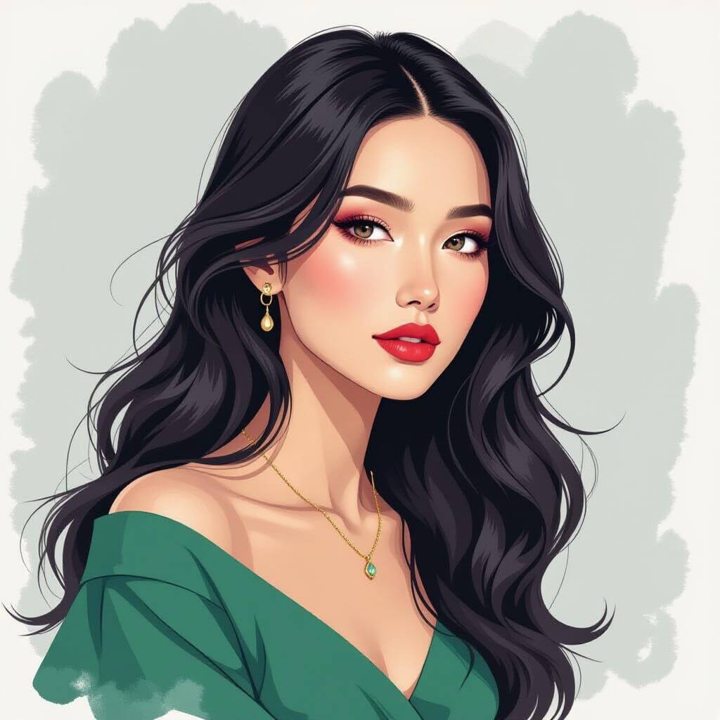 Dreamy Minimalist Portrait with Flowing Hair