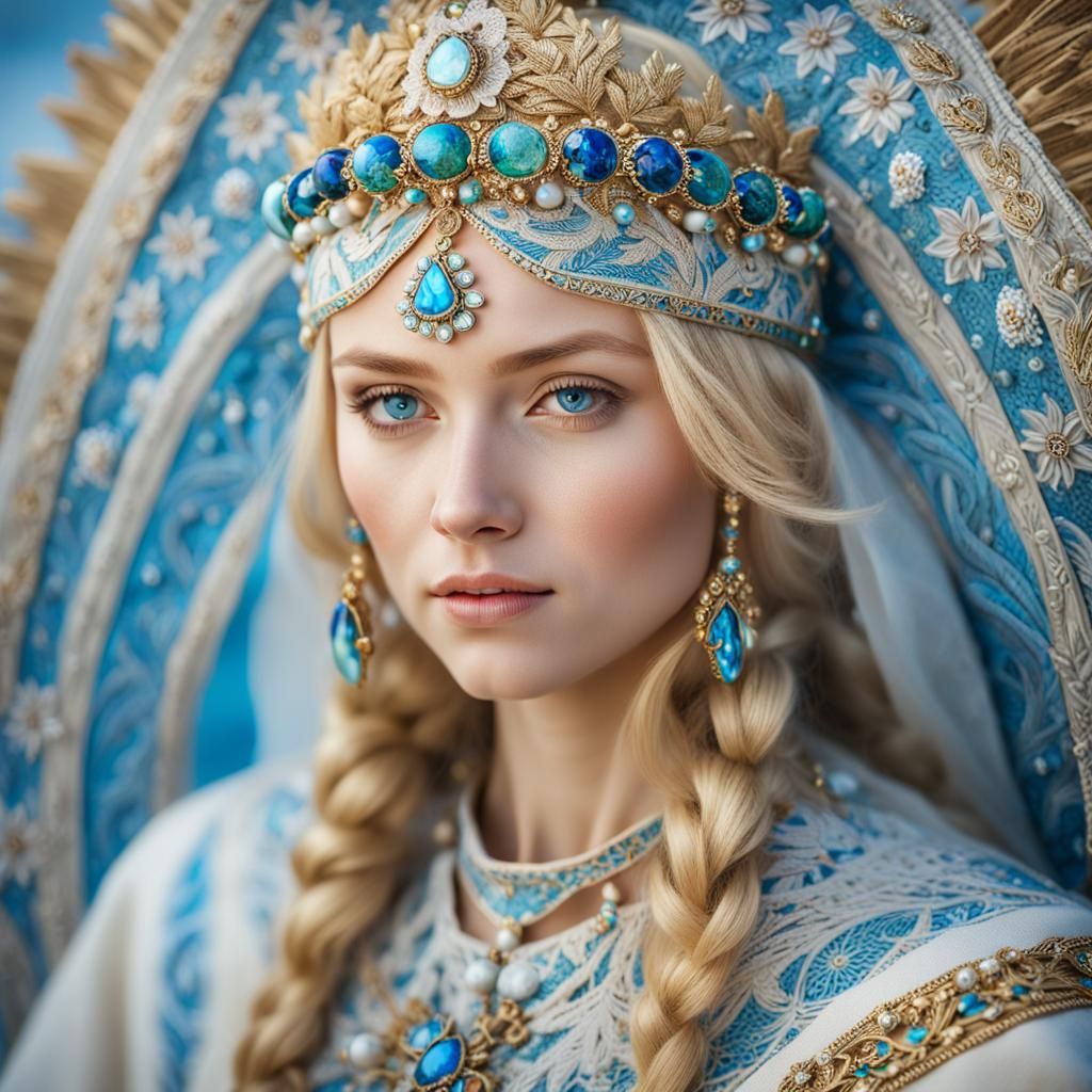 Angelic Russian Beauty in Slavic Clothing