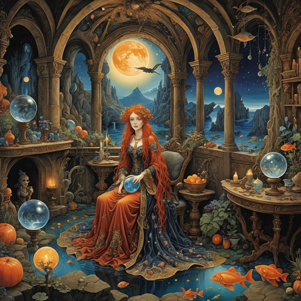 Underwater Witch Cavern with Magic Potions