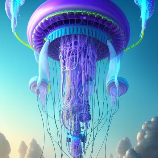 Jellyfish Airships in Sci-Fi Fantasy Style