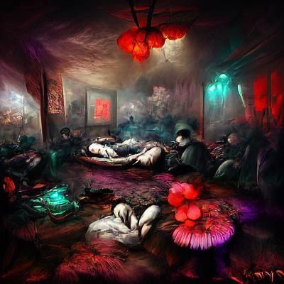Atmospheric Opium Den with Dim Lighting