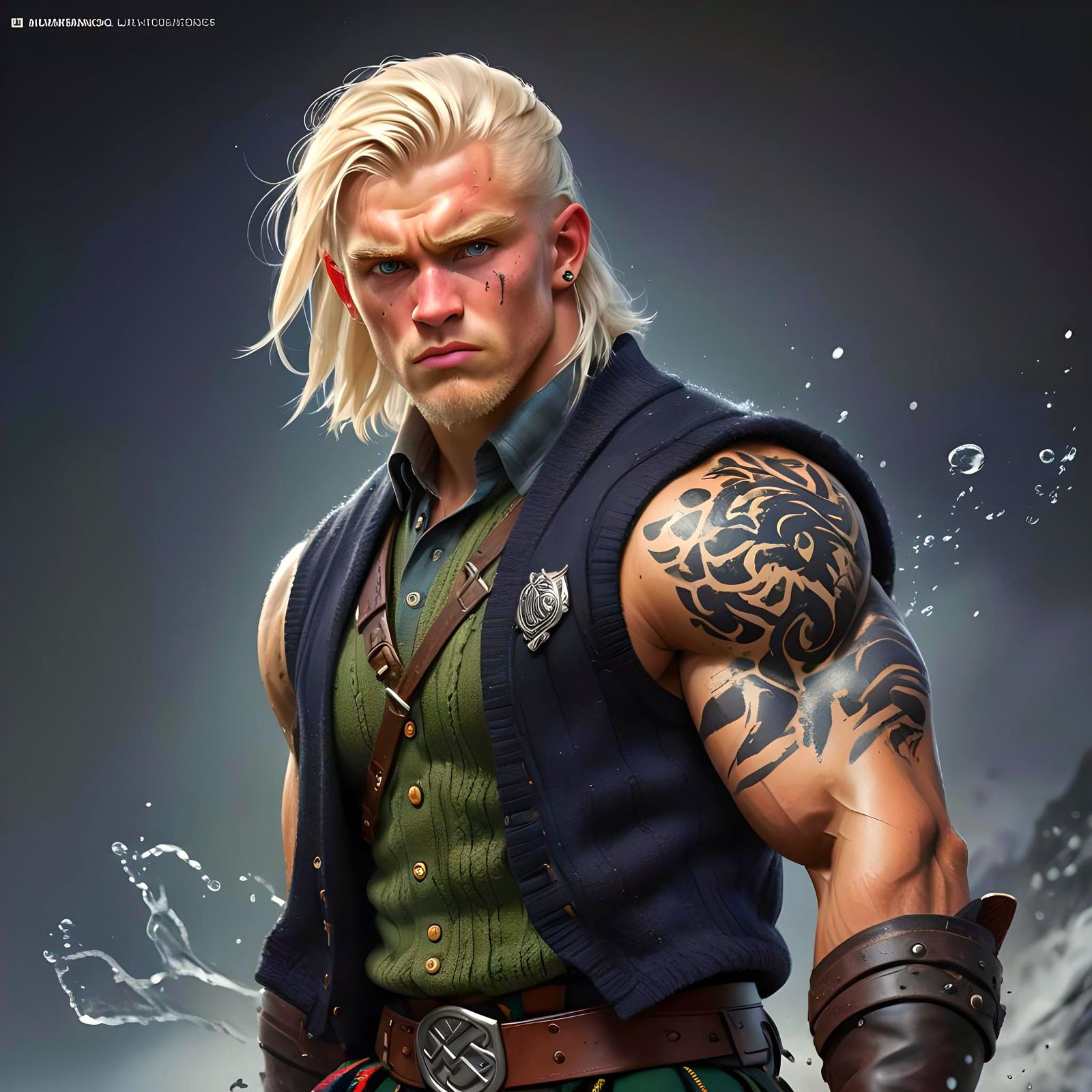 Hyperrealistic Portrait of a Strong Icelandic Boy