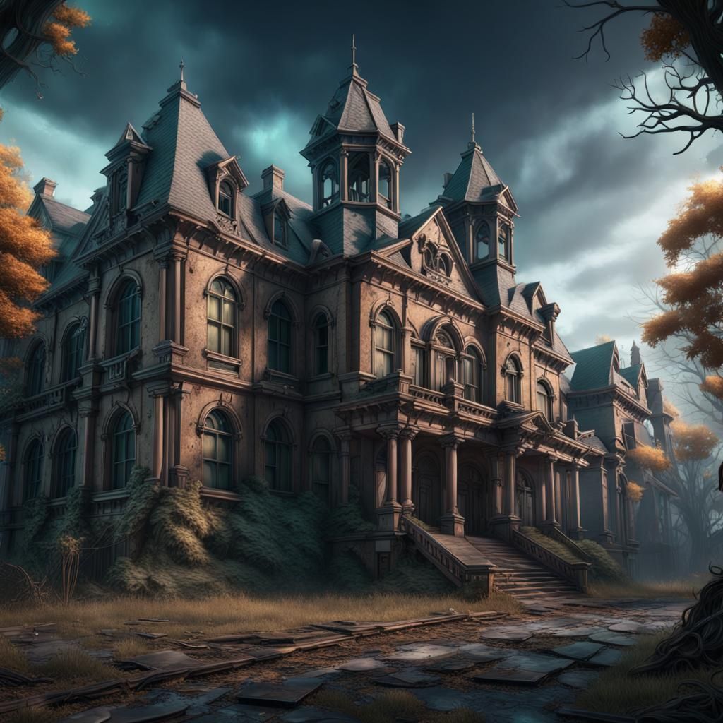 Haunted Abandoned Academy: Detailed Matte Painting