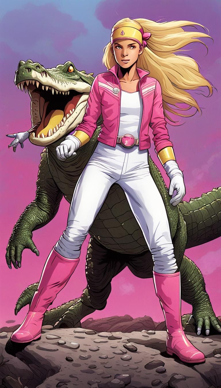 Anthro Crocodile Superhero in Comic Book Style