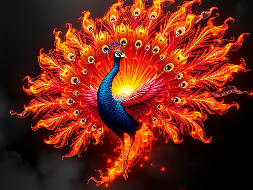Fiery Peacock in Anime Style