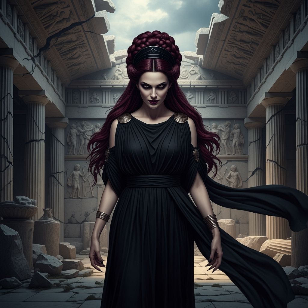 Ate, Greek Goddess of Mischief in Detailed Digital Painting