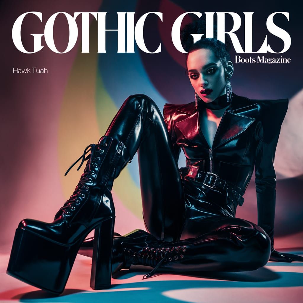 Gothic Magazine Cover Featuring Woman in Latex Fashion