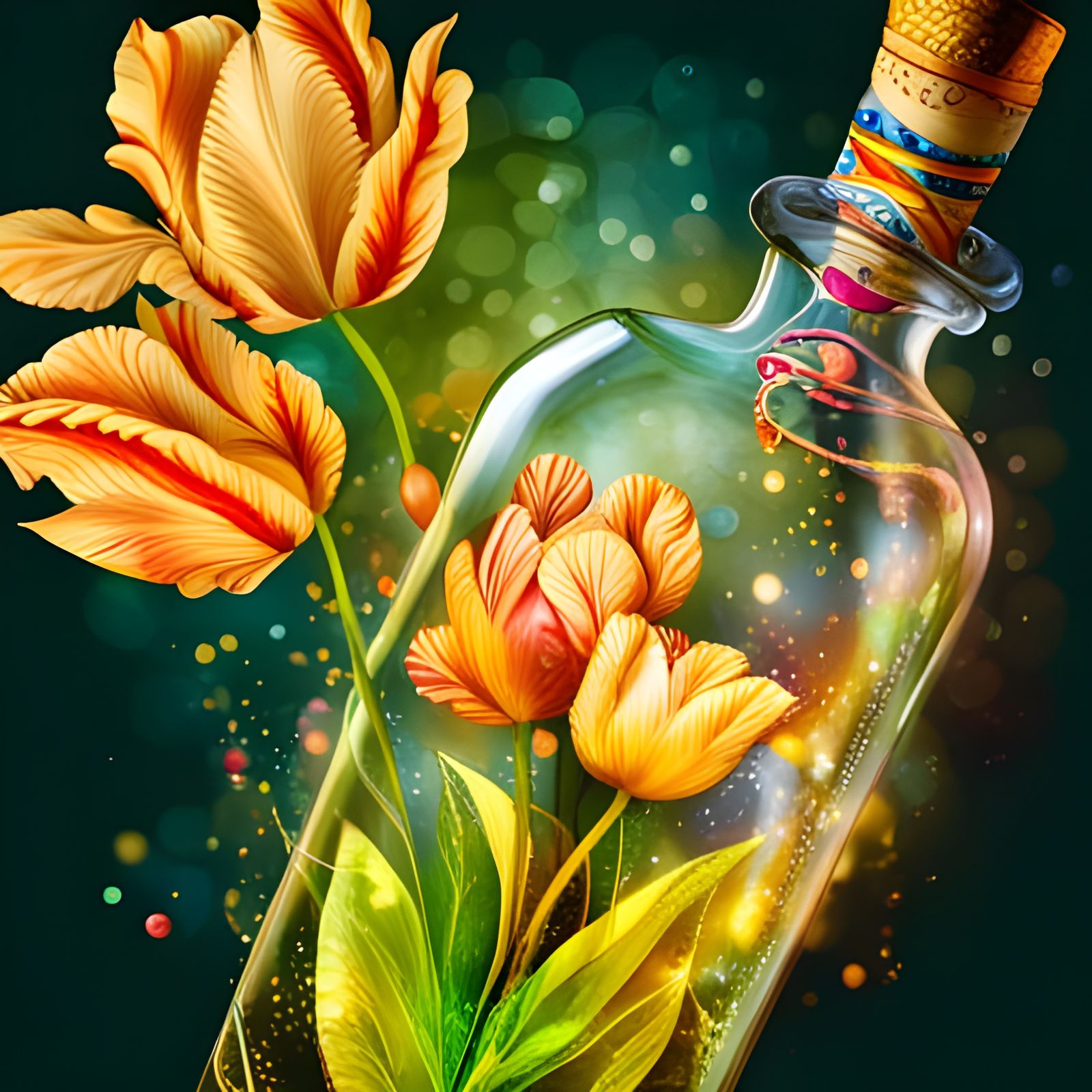 Tulips in a Bottle: Geometric Abstract Art