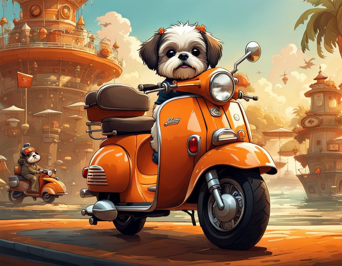 Waiting for Daddy . . . Vespa Dog