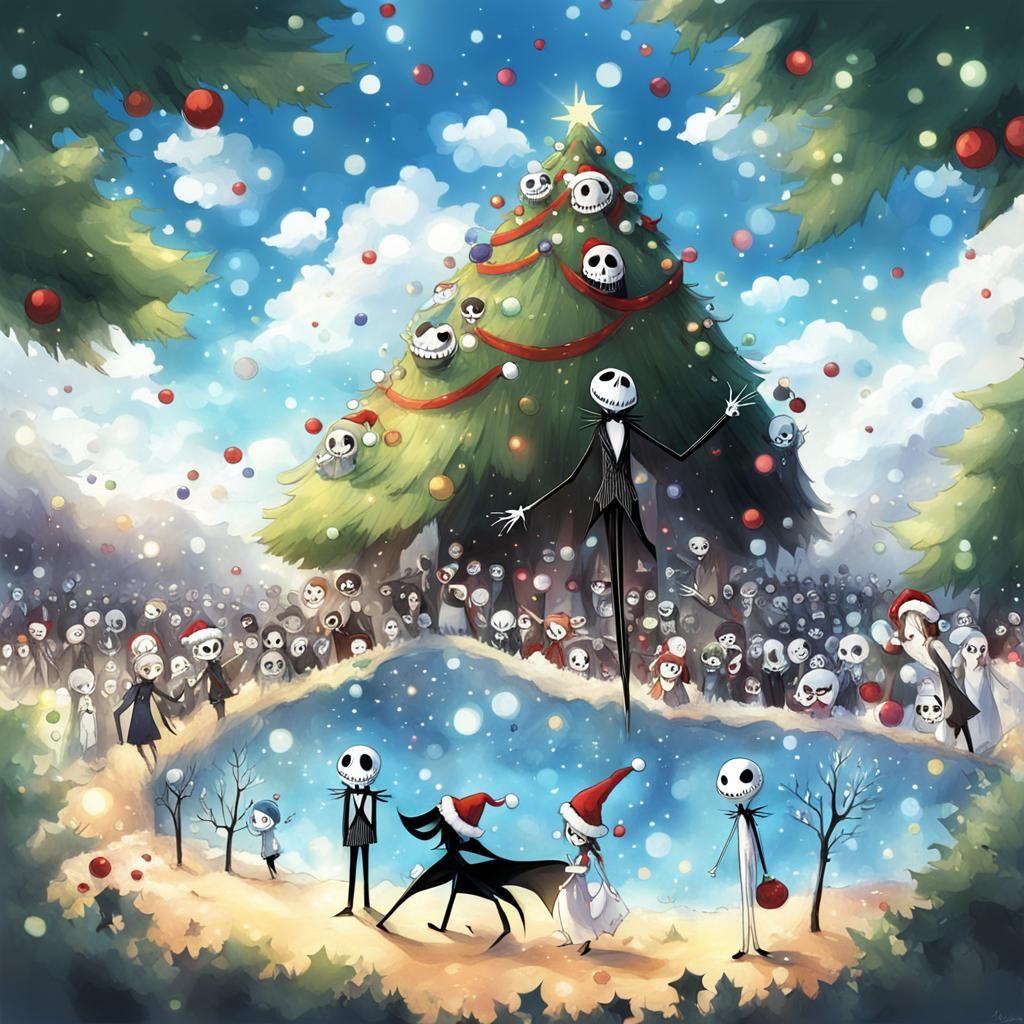 Jack Skellington in Anime Christmas Crowd
