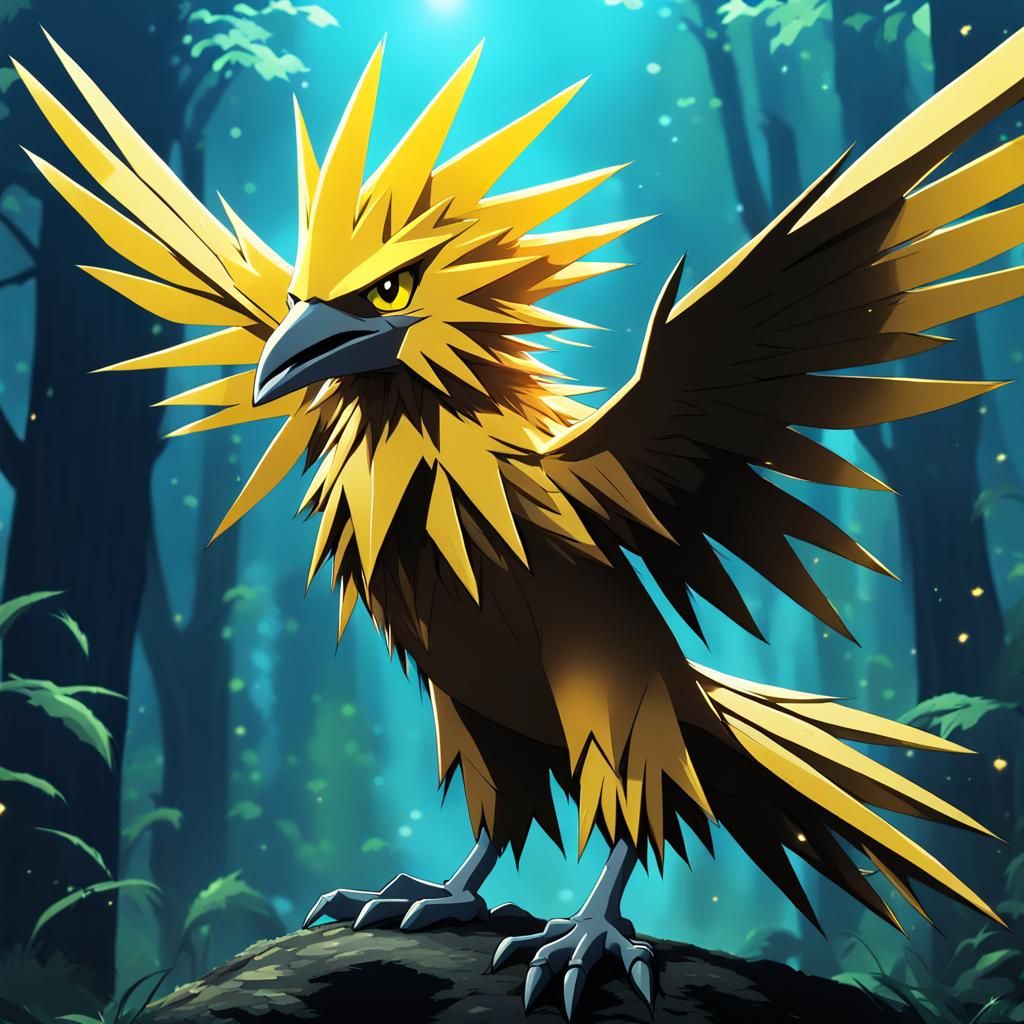 Zapdos in Anime Style, Cel-Shaded