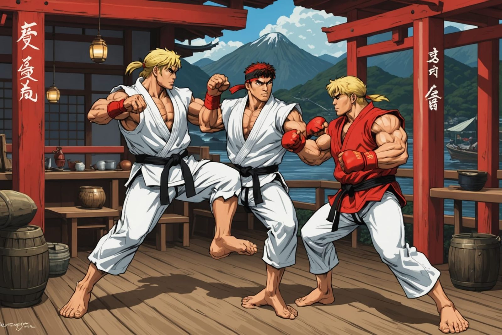 Ryu vs Ken: Ukiyo-e Street Fighter Duel