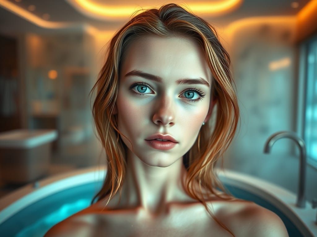 Surreal, High-End Portrait of a Serene Young Woman in an Ele...