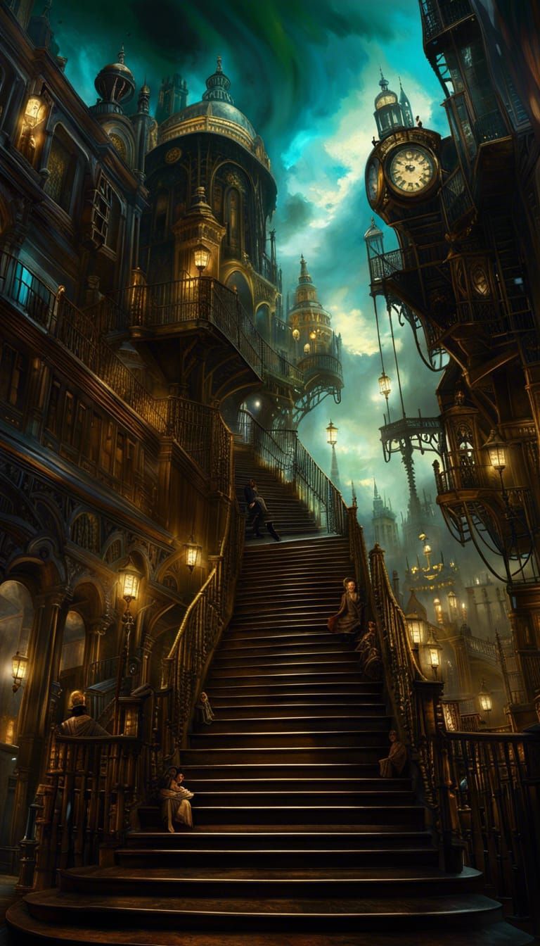 Steampunk City in the Sky: Digital Art