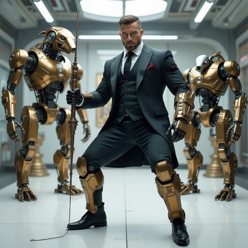 Cyberpunk Taxidermist with Mechanical Limbs and Enhanced Ani...