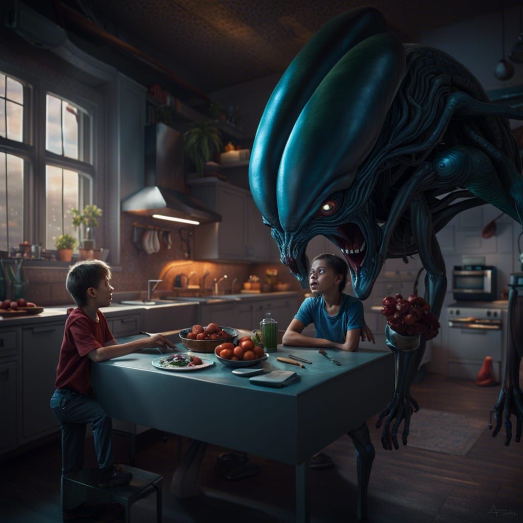 Shocked Teenager Discovers Alien Parents: Matte Painting