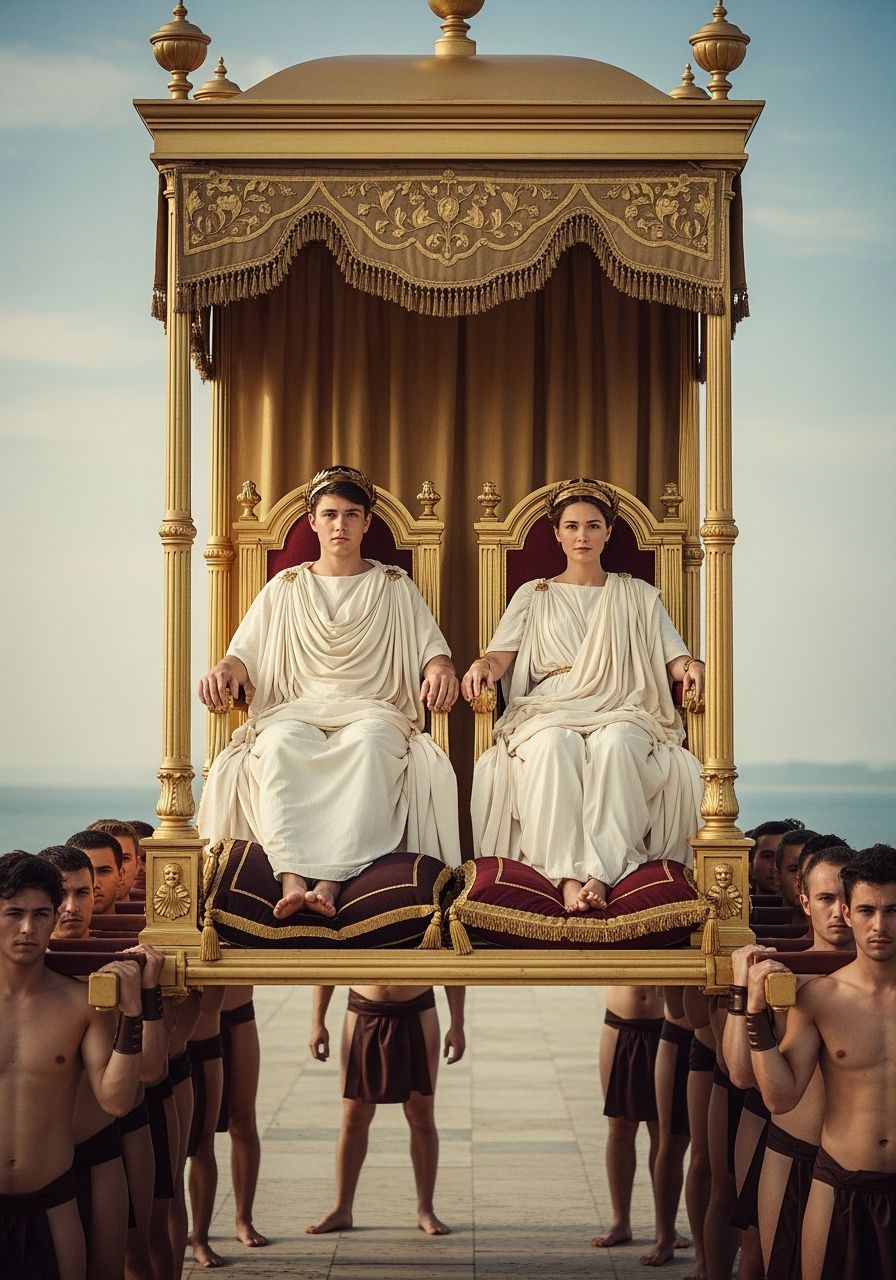 Roman Emperor and Empress on Gold Litter