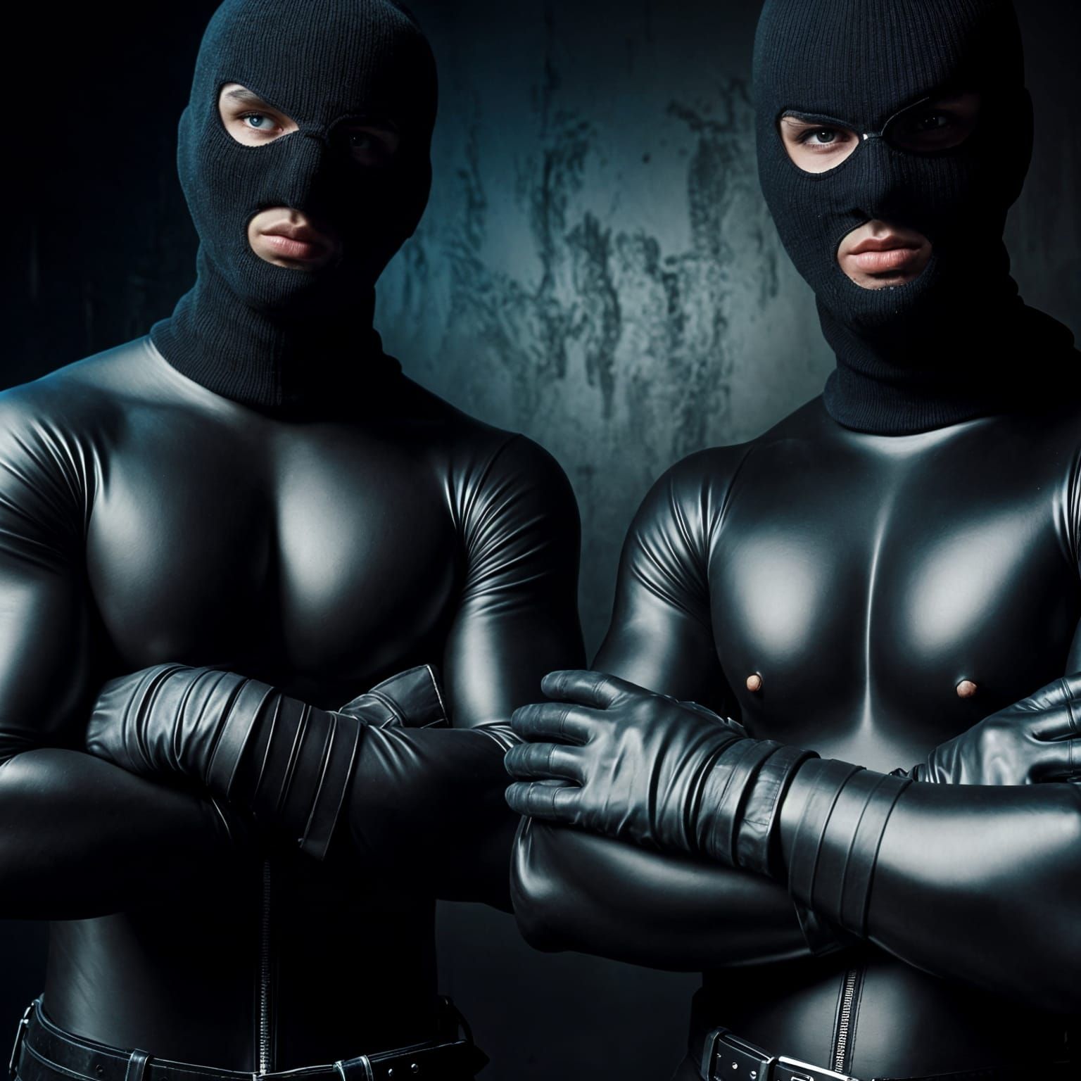 Cinematic Still of Two Men in Black Ski Masks