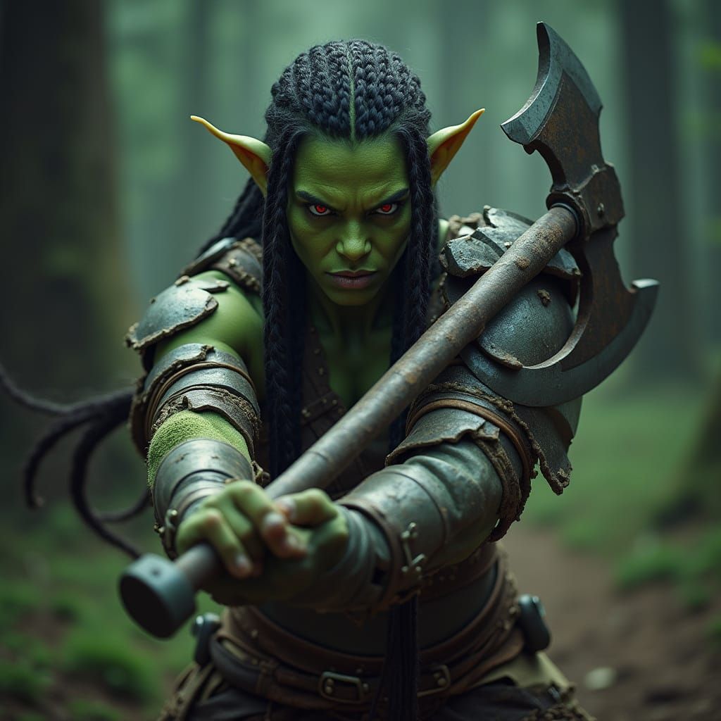 Half-Orc Barbarian Ready for Battle