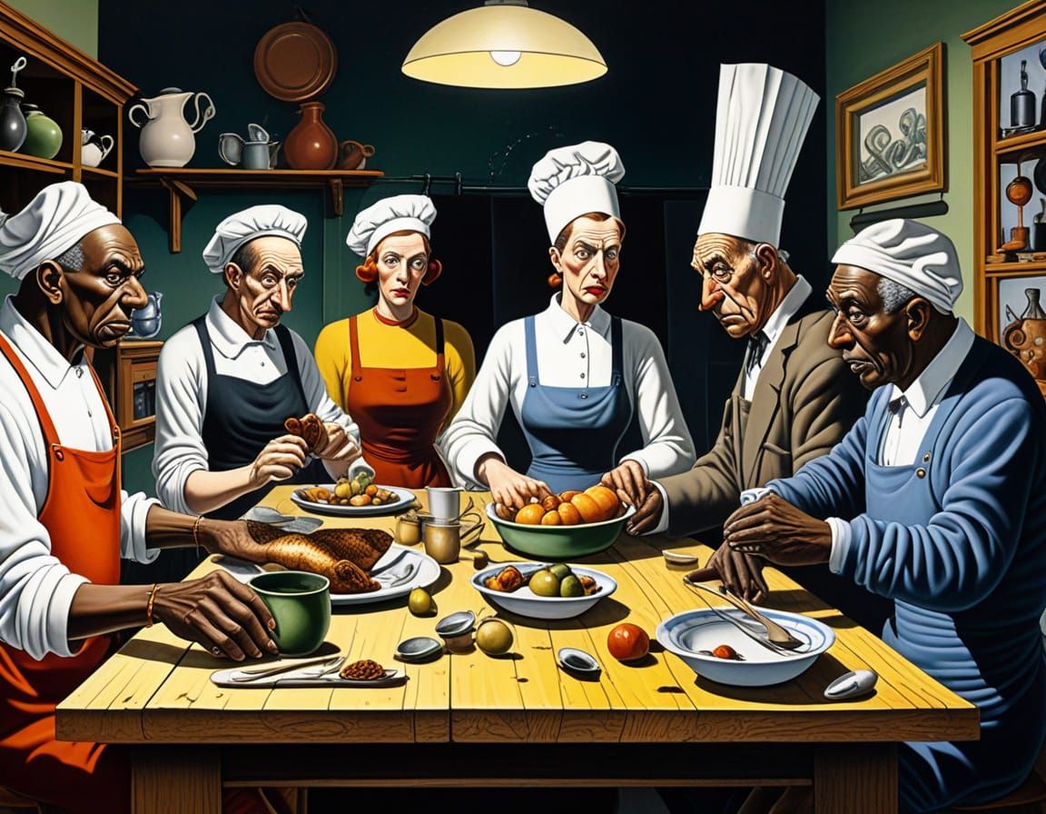 Vibrant Surreal Portrait of a Young Woman in Dungarees and S...