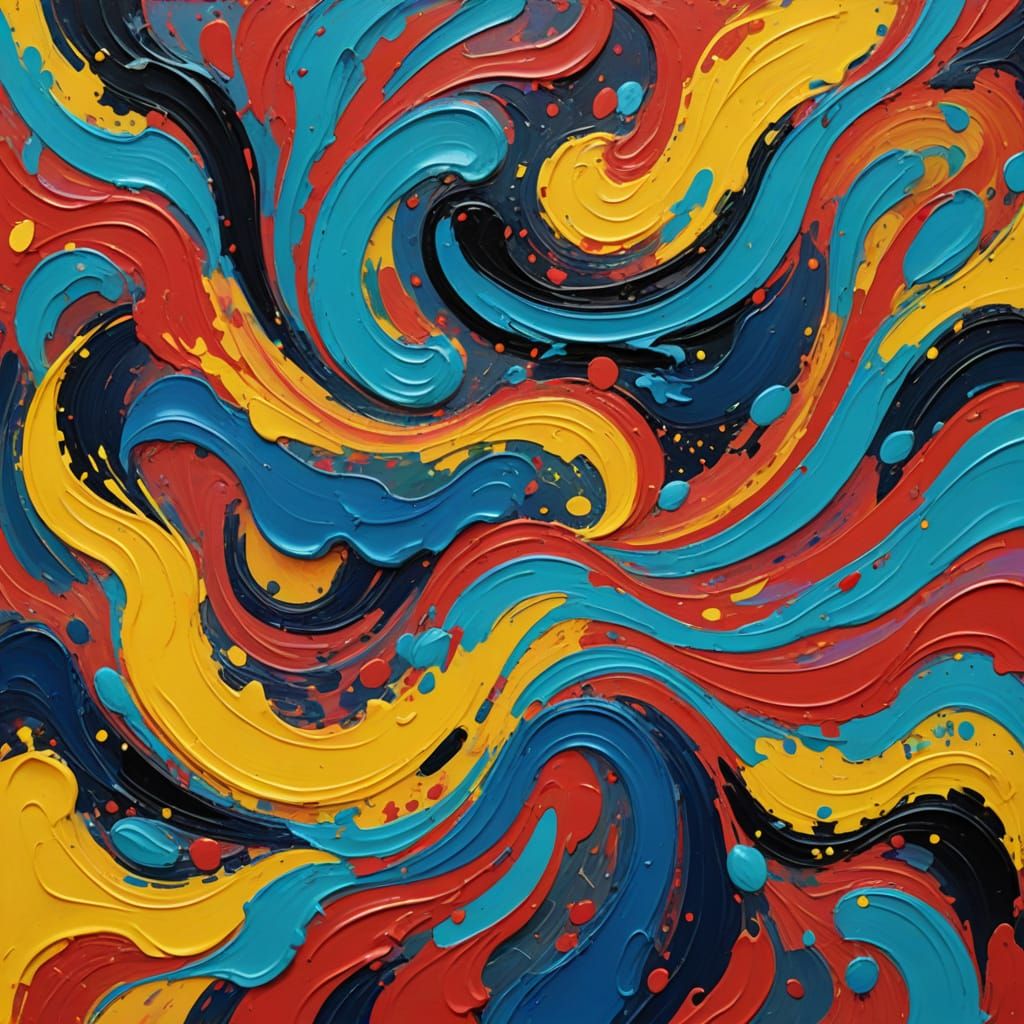 Vibrant Impressionist Gouache Painting of Chaotic Digital Th...