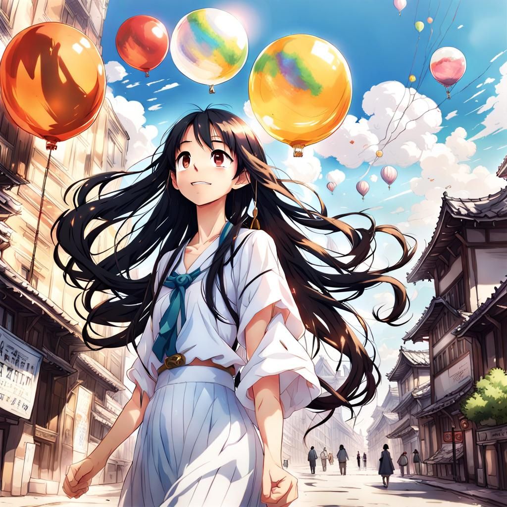 Joyful Descent with Earth Balloon as 3D Art