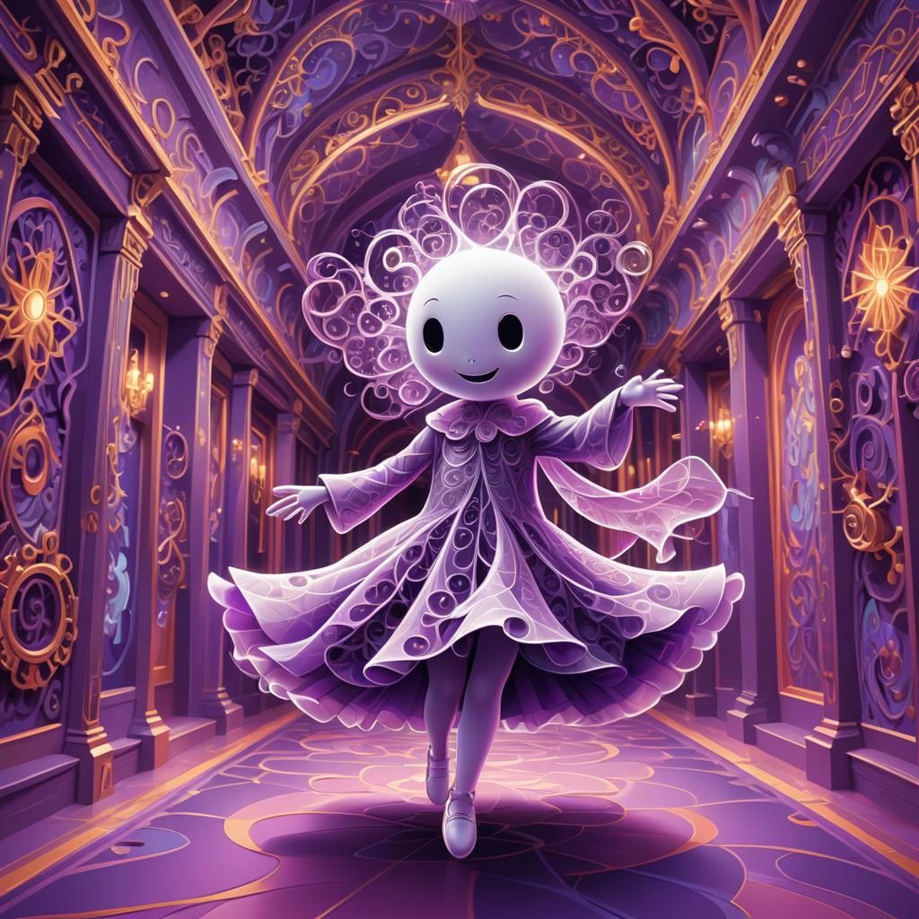 Casper's Abstract Dance in a Pink Hallway