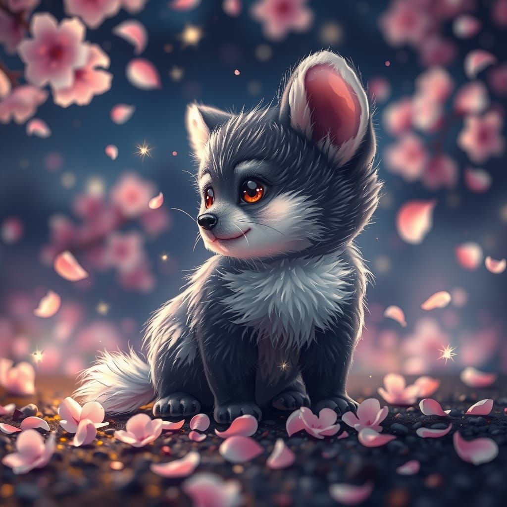 Cute Fix in Serene Nighttime Scene